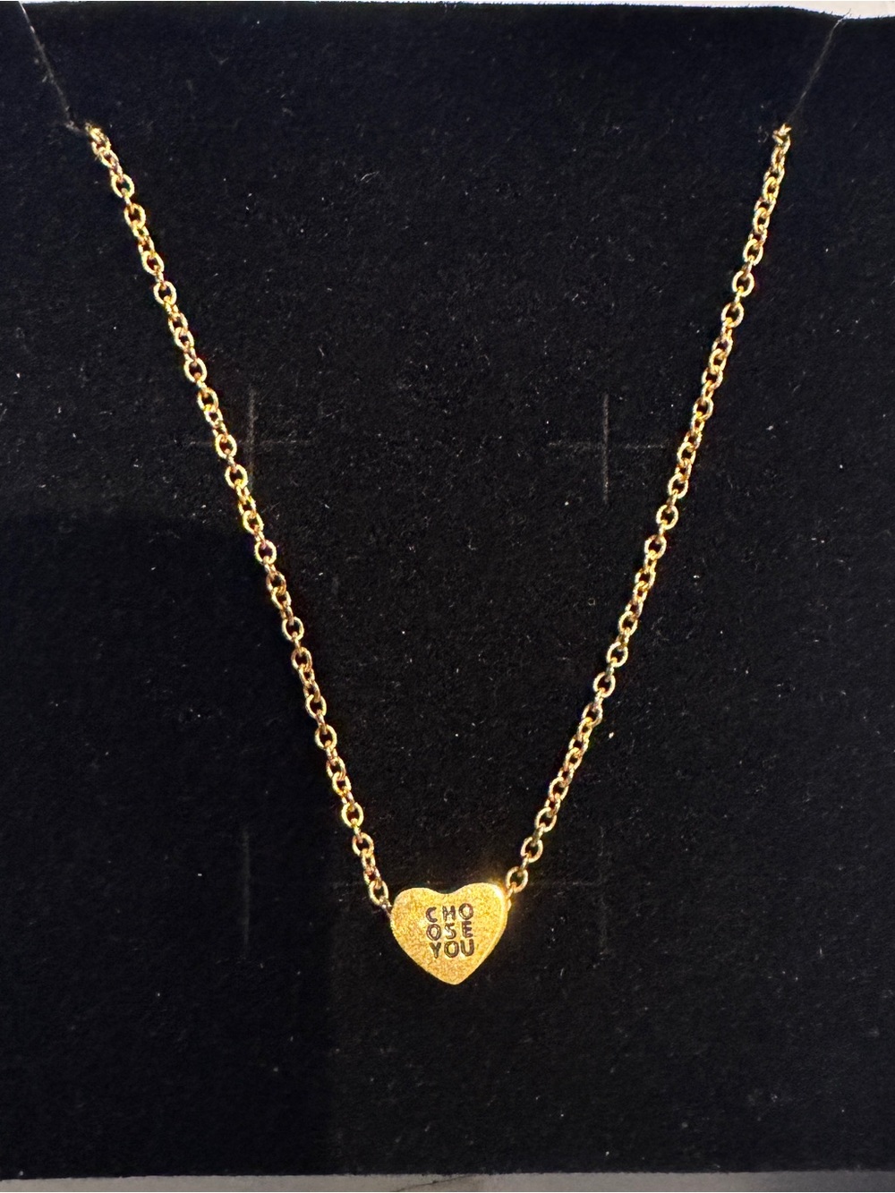 Dainty Gold Heart Pendant Necklace - "CHOSE YOU"